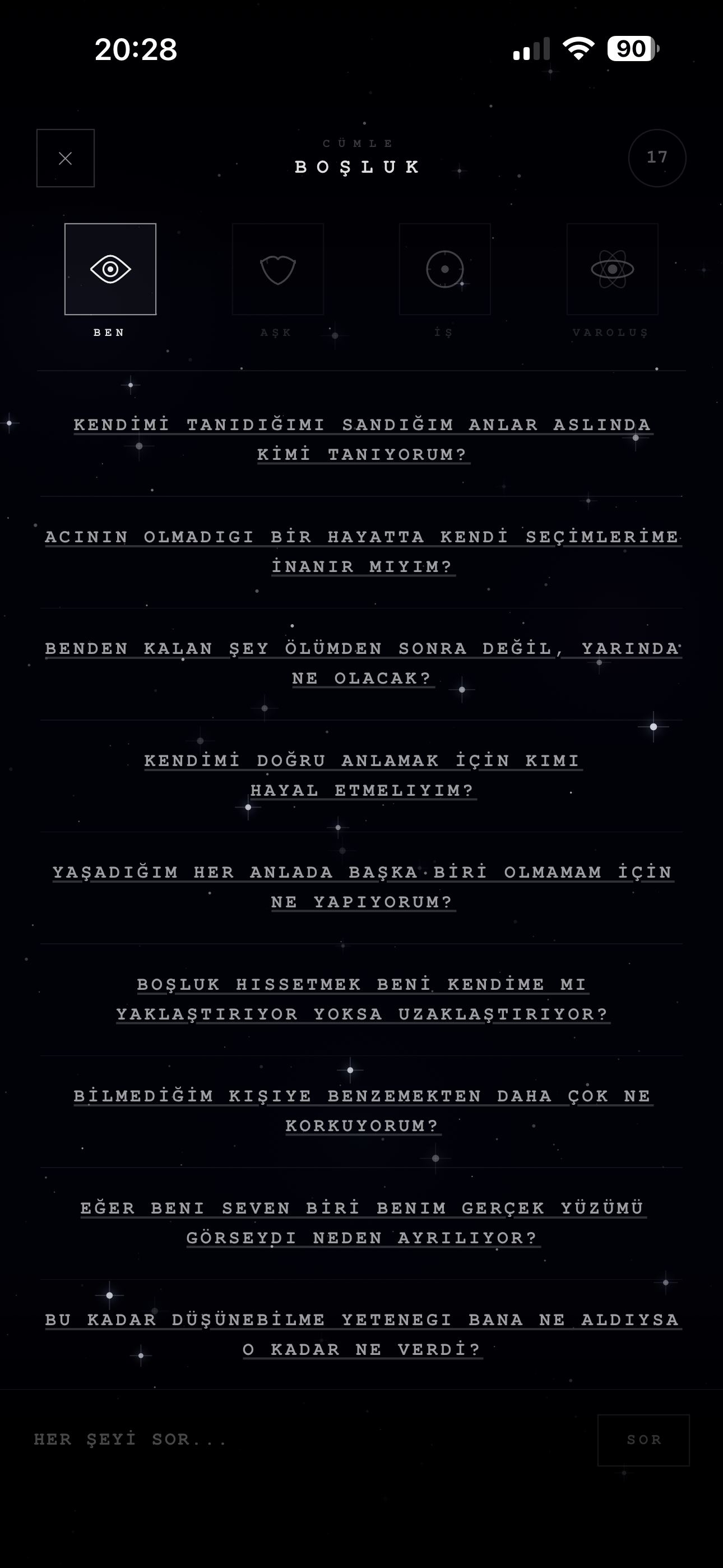 Boşluk — derin sorular